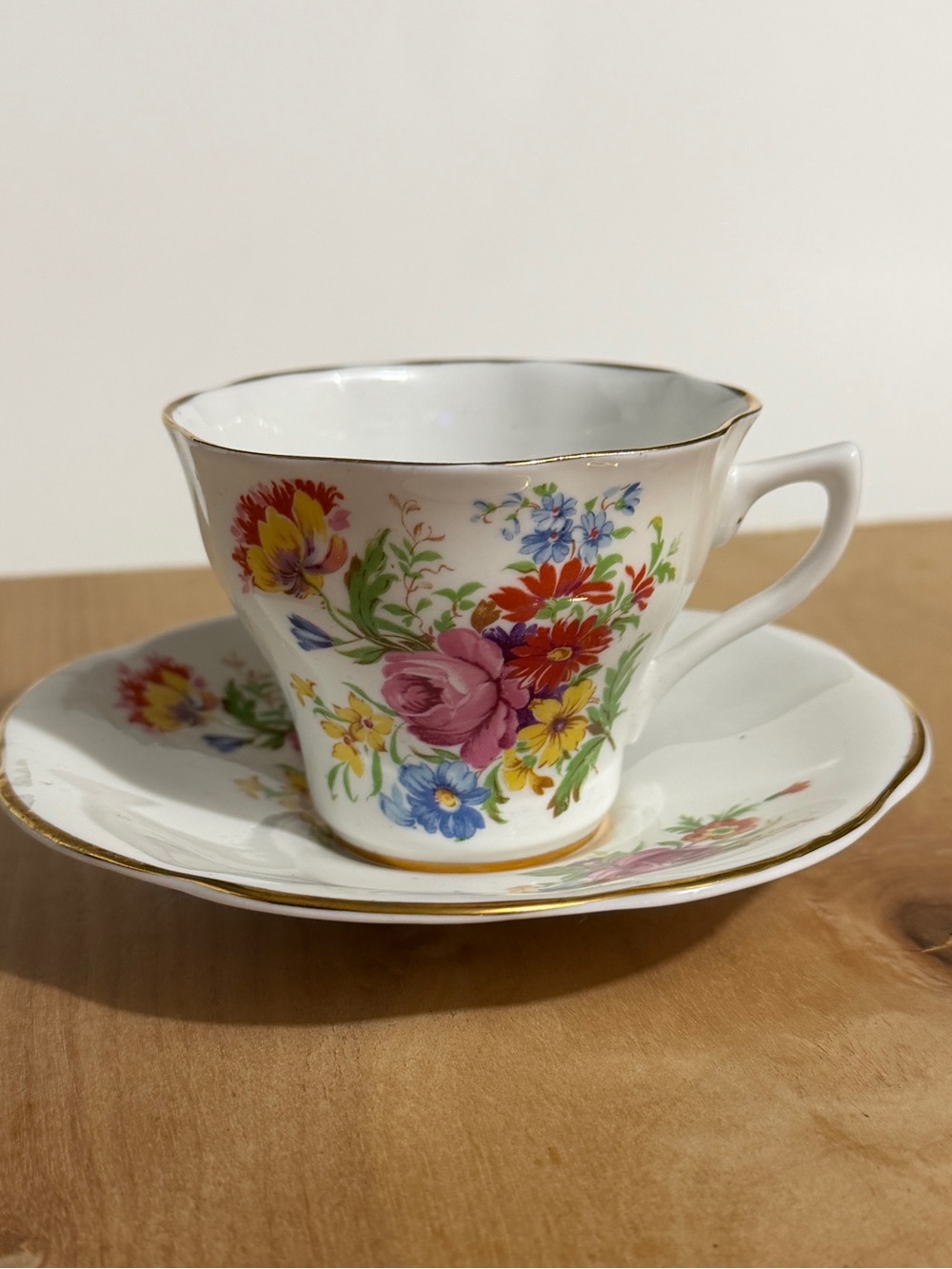 Clare  Bone China England Vintage Tea Cup and Saucer Floral Design